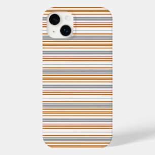 Cute grey brown stripes Case-Mate iPhone 14 plus case