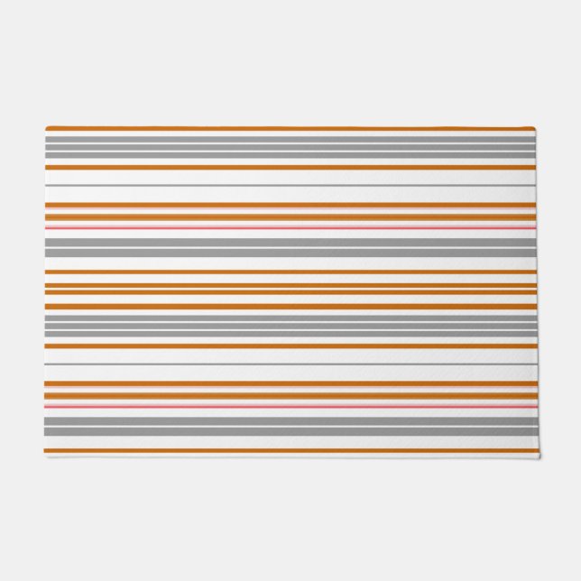 Cute grey brown stripes  doormat (Front)