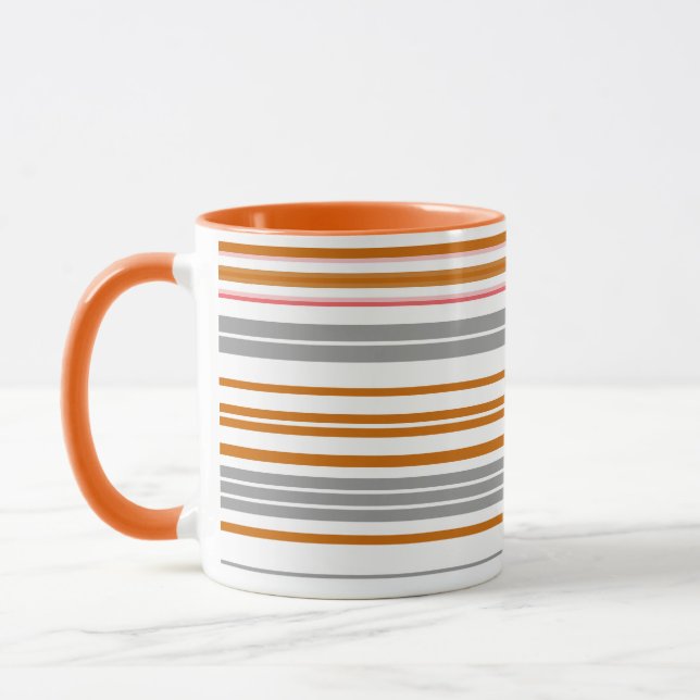 Cute grey brown stripes mug (Left)