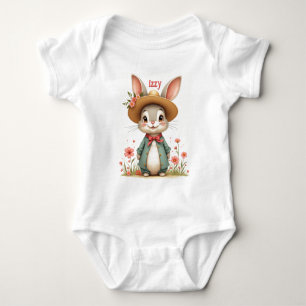 Cute Grey Bunny Baby Bodysuit