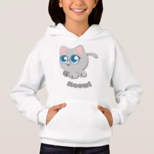 Cute grey cartoon cat