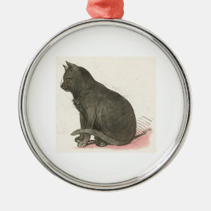 Cute Grey Cat Christmas Ornament