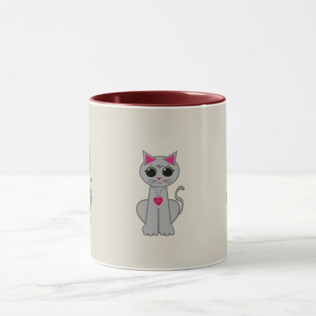Cute grey cat mug (Center)