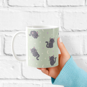 Cute Grey Cat Mug Sage Kawaii Cats
