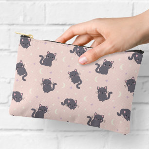 Cute Grey Cat Pink Zipper Pouch