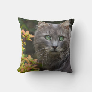 Cute Grey Cat Throw Pillow