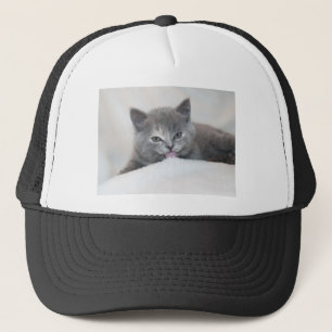 Cute Grey Cat Tongue Out! Trucker Hat
