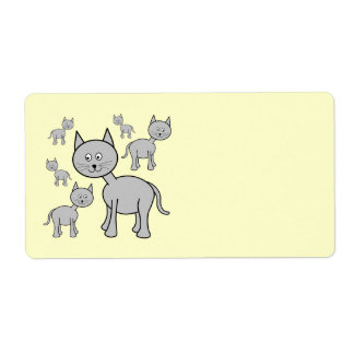 Cute Grey Cats. Cartoon on Cream.