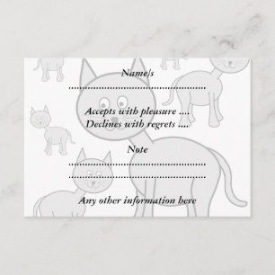 Cute Grey Cats. Cat Cartoon. RSVP Card