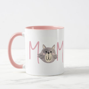 Cute Grey Cat's Mother Blush Pink Mothers Day  Mug