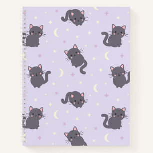 Cute Grey Cats Purple Spiral Notebook