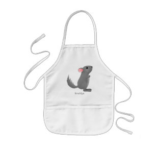 Cute grey chinchilla cartoon illustration  kids apron