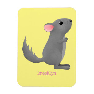 Cute grey chinchilla cartoon illustration magnet