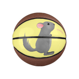 Cute grey chinchilla cartoon illustration mini basketball