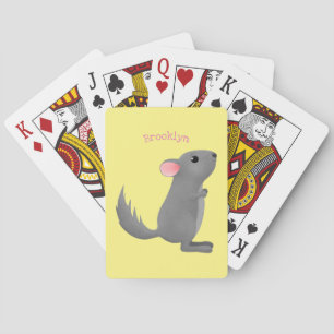 Cute grey chinchilla cartoon illustration playing cards