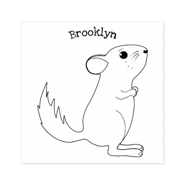 Cute grey chinchilla cartoon illustration  rubber stamp (Imprint)