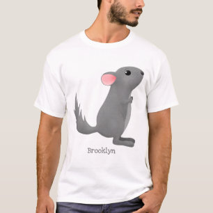 Cute grey chinchilla cartoon illustration T-Shirt