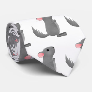 Cute grey chinchilla cartoon illustration tie