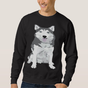 cute grey colored Siberian Husky with blue eyes Sweatshirt