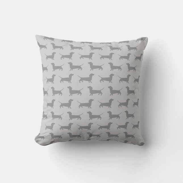 Cute Grey dachshund Dog Pattern Pillow (Front)