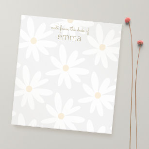 Cute Grey Daisy Floral  Notepad