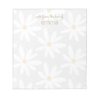 Cute Grey Daisy Floral Notepad