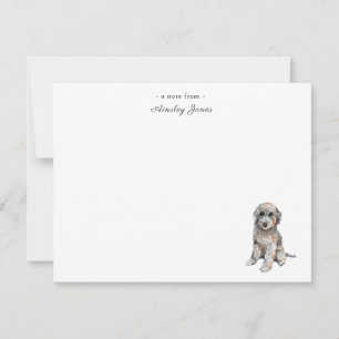 Cute Grey Doodle dog flat note card
