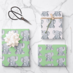 Cute Grey Elephant Design Wrapping Paper