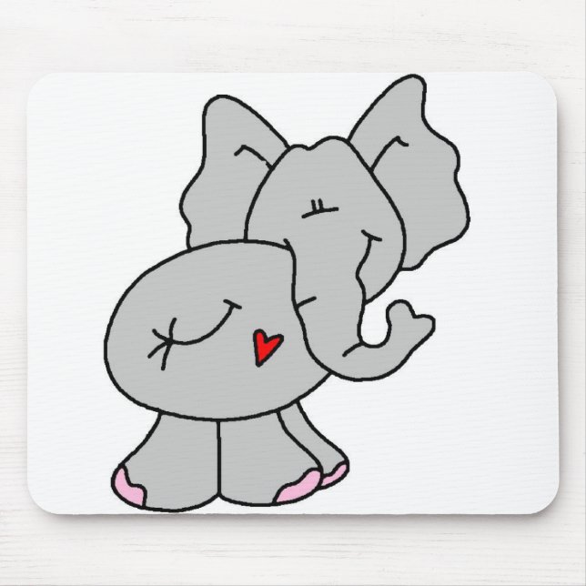 Cute Grey Elephant Mouse Pad (Front)