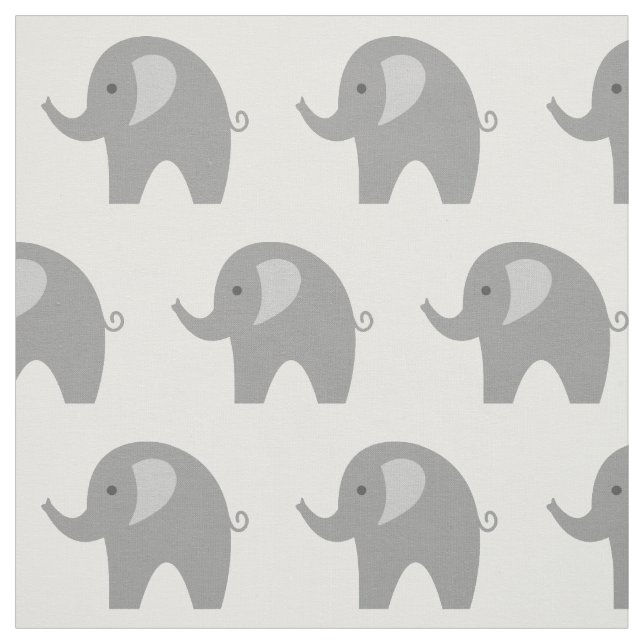 Cute grey elephant pattern fabric DIY textile (Swatch)