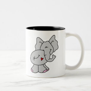 Cute Grey Elephant Two-Tone Coffee Mug