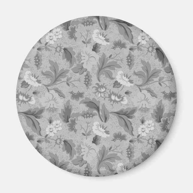 Cute grey floral pattern magnet (Front)