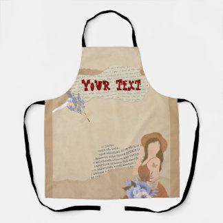 Cute grey, flower, butterfly and text apron