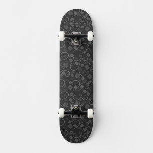 Cute grey flowers pattern skateboard