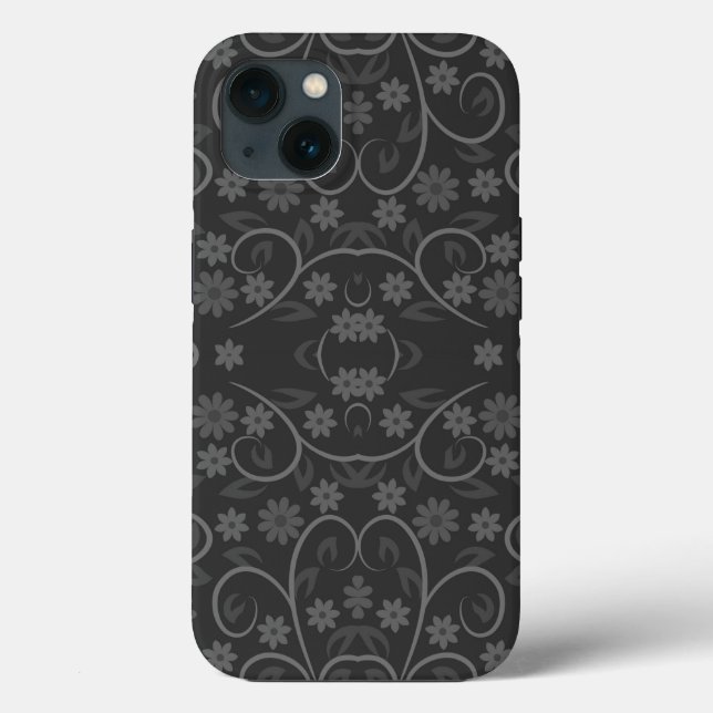 Cute grey flowers pattern throw pillow Case-Mate iPhone case (Back)