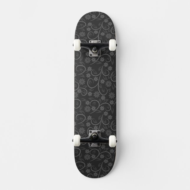 Cute grey flowers pattern throw pillow skateboard (Front)