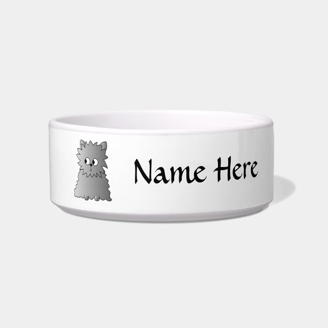 Cute Grey Fluffy Cat. Bowl (Front)