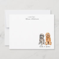 Cute Grey & Golden Doodle flat note card