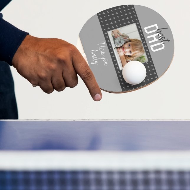 Cute Grey Heart Best Dad Photo Father`s Day Ping Pong Paddle (Insitu)