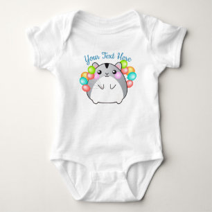 Cute Grey Kawaii Hamster Baby Bodysuit