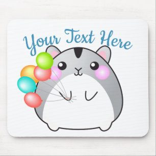Cute Grey Kawaii Hamster Mouse Pad