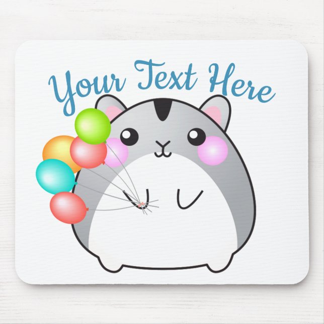 Cute Grey Kawaii Hamster Mouse Pad (Front)