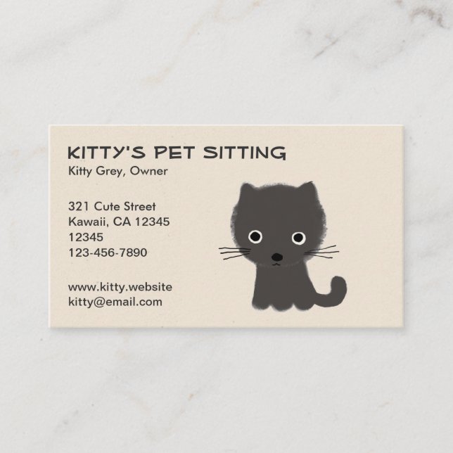 Cute Grey Kitten Business Card (Front)