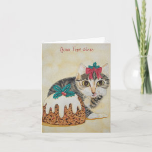 cute grey kitten tabby cat dressed for christmas holiday card