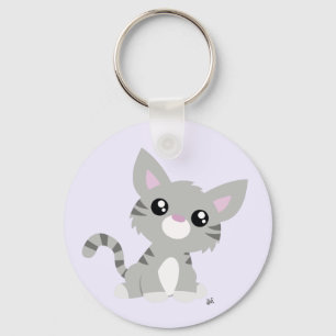 Cute Grey Kitty Keychain