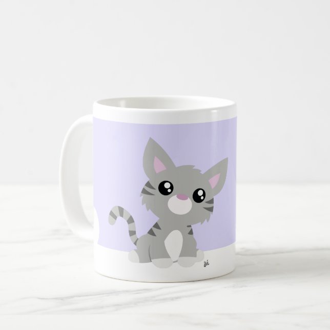 Cute Grey Kitty Mug (Front Left)