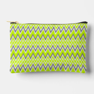 Cute grey light green zigzag stripes accessory pouch