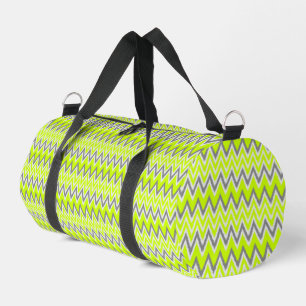 Cute grey light green zigzag stripes duffle bag
