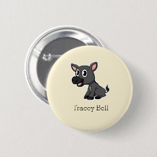 Cute grey little donkey cream 6 cm round badge