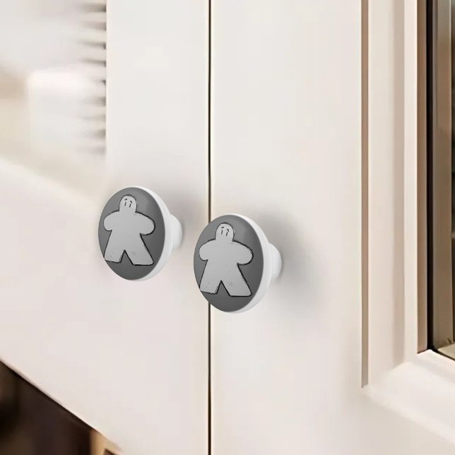Cute Grey Meeple Board Game Room  Ceramic Knob (Creator Uploaded)